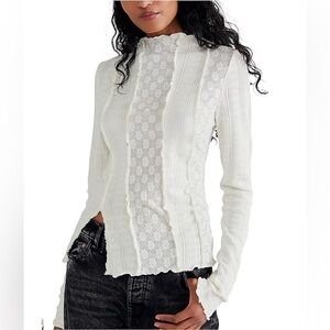 Free People Lula long sleeve mock neck top M